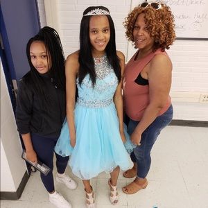 Blue and silver dress my niece wearing